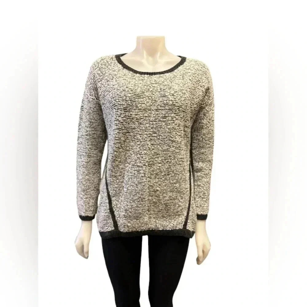 Lou & Grey Knit White/Grey  High Low Longsleeve Womens size Medium